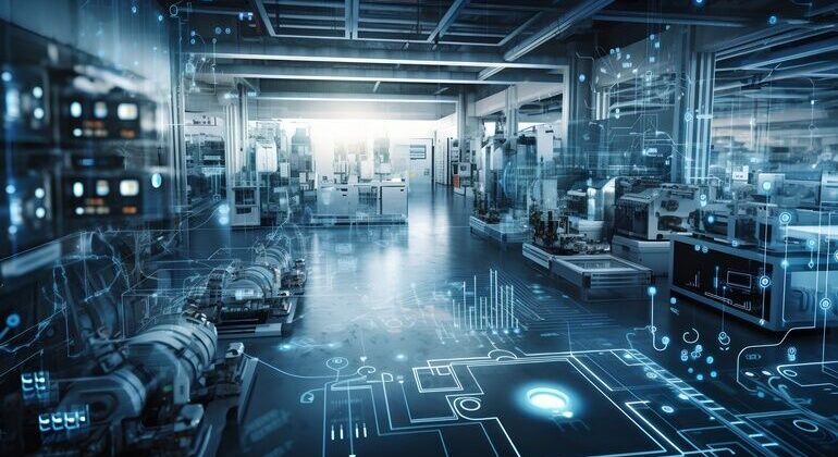 Industry_4.0_smart_factory_interior_showcases_IIoT_machines,_efficient_workstations,_and_automated_production_lines,_optimizing_the_manufacturing_process_for_improved_performance._Generative_AI