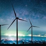 Eco_power._silhouette_Wind_turbines_generating_electricity_with_milky_way.