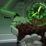 Hands_of_the_green_eco_robot_with_soil_and_seedling._3d_illustration.