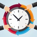 Hands_pointing_to_a_clock._Organize_time_concept._Vector_illustration